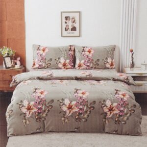 POŚCIEL POLAROWA 160X200 SZARA W LILIE