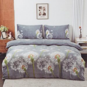 POŚCIEL POLAROWA 160X200 SZARA W DMUCHAWCE Z ZIELONYM