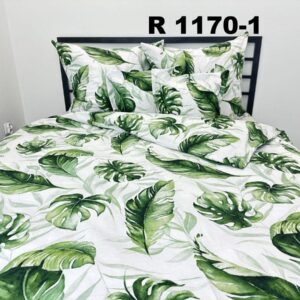 POLSKA POŚCIEL BAWEŁNIANA 160X200-1170-1 MONSTERA JASNA ZIELEŃ