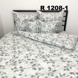 POŚCIEL BAWEŁNA D’LUX 220×200 POLSKA POŚCIEL 1208-1 GAŁĄZKI NA SZARYM