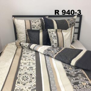 POŚCIEL BAWEŁNA D’LUX 220×200 POLSKA POŚCIEL 940-3 AZJATYCKIE BRĄZOWE PASY