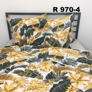 POŚCIEL BAWEŁNA D’LUX 160×200 POLSKA POŚCIEL 970-4 ZŁOTO-SZARE LIŚCIE