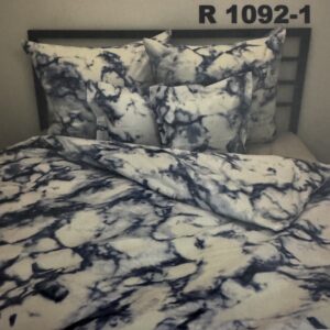 POLSKA POŚCIEL BAWEŁNIANA 220X200 -1092-1 GRANATOWY MARMUREK